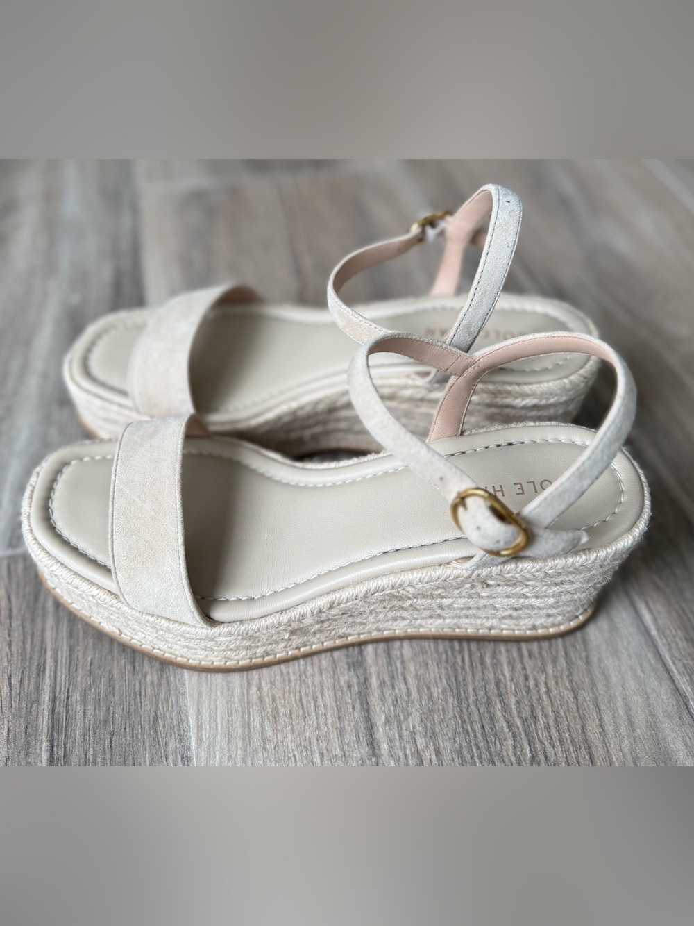 Cole Haan Beige Espadrille Wedge Sandals